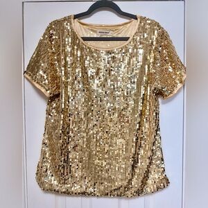 Sparkling Gold Sequin Short Sleeve Top